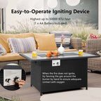 52" 50000 BTU Rattan Outdoor Propane Gas Fire Pit Table with Marble Tabletop, Lava Rocks & PVC Cover