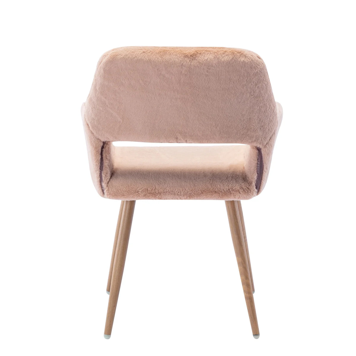 Elegant and Luxurious Faux Fur HengMing Dining Chairs: Stylish Mid Century Side Chairs with Solid Painting Steel Leg for Comfortable Seating Experience in Your Dining Room Decor