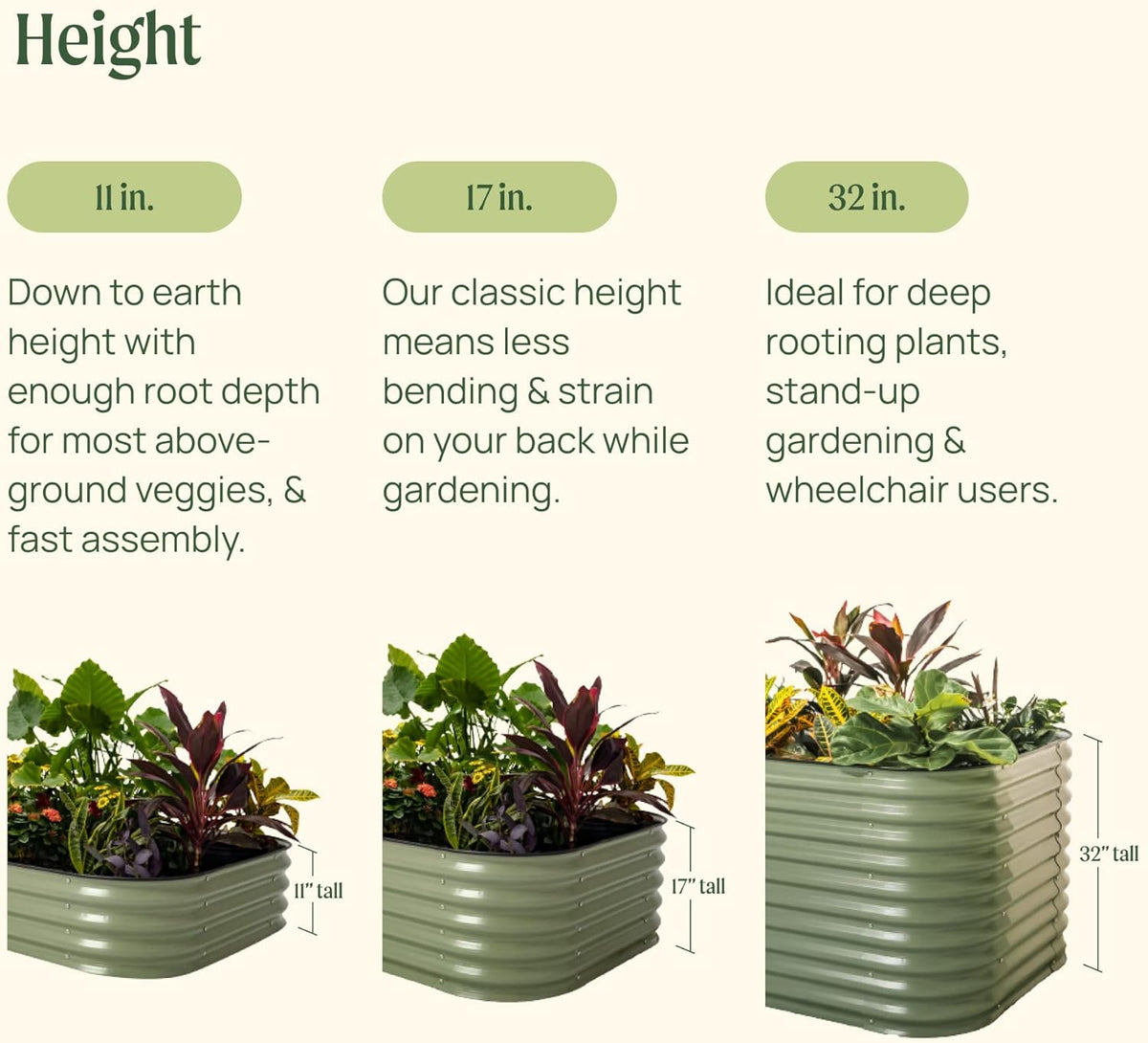 Garden Raised Garden Bed Kit, 11" Tall 10 in 1 Modular Raised Garden Beds Kit, Metal Planter Box for Vegetables, Flowers, Herbs, Morden Gray