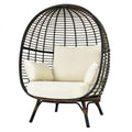 Oversized Outdoor Patio Rattan Egg Lounge Chair with 4 Cushions