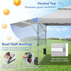 10 x 17.6 FT Outdoor Instant Pop-up Canopy Tent for Market Picnic with Dual Half Awnings & Wheeled Bag