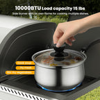 4-Burner Gas Grill with Side Burner Stainless Steel Propane Grill with Porcelain-Enameled Grills Built-In Thermometer 42000BTU BBQ Grill for Outdoor Cooking and Patio Barbecues