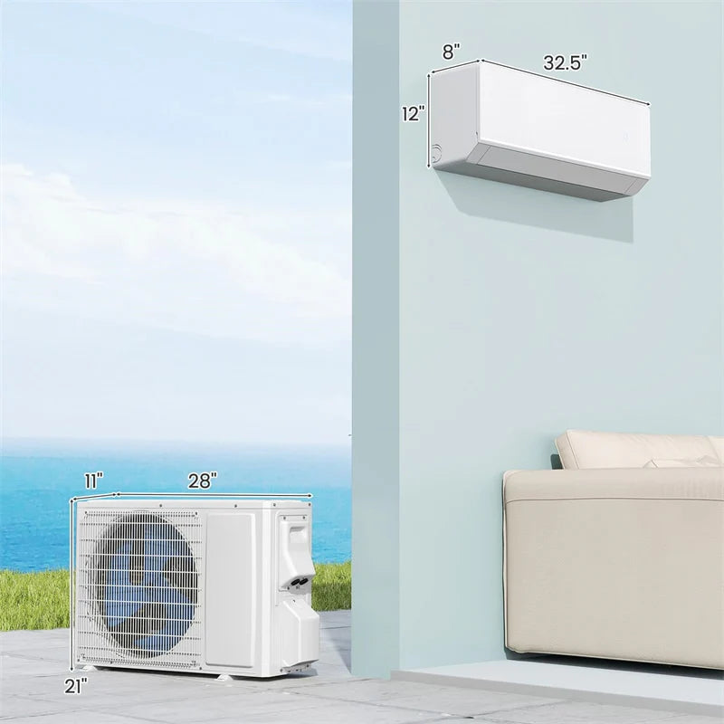 Energy Star Certified 12000 BTU 24 SEER2 Mini Split Air Conditioner with Heat Pump, WiFi Enabled Ductless Inverter AC Unit Cools 750 Sq.Ft