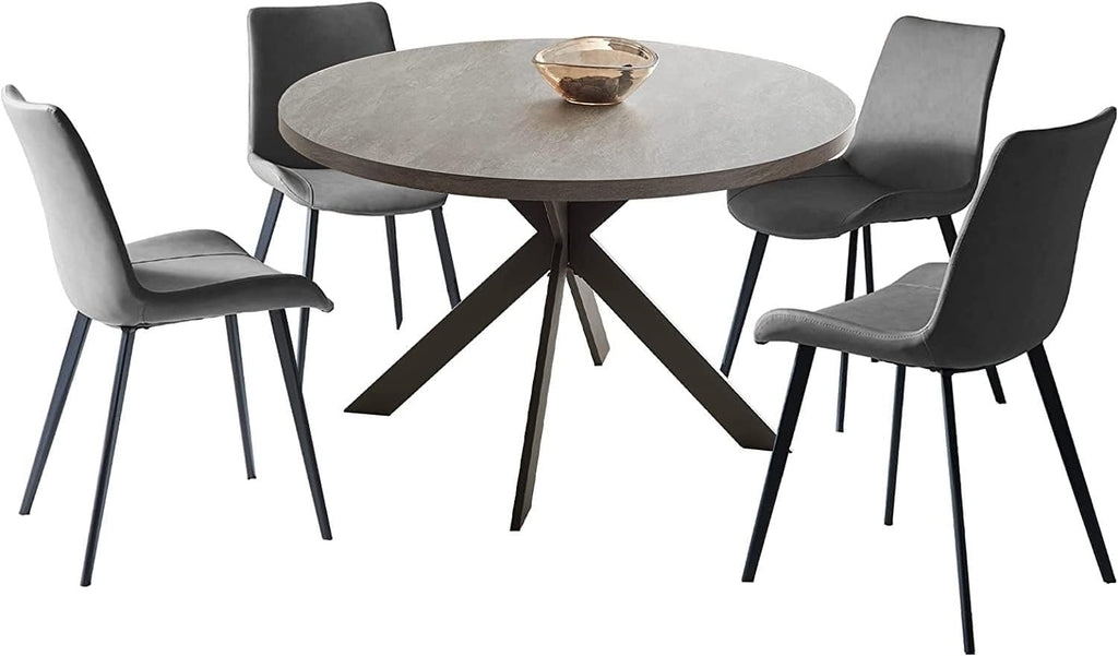Round Dining Table Set, Mid Century Modern 47 INCH, Leisure Coffee Table, Saving Space (Grey)