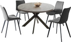 Round Dining Table Set, Mid Century Modern 47 INCH, Leisure Coffee Table, Saving Space (Grey)