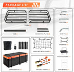 Folding hitch mounted cargo basket 60" With hook stabilizer, net and straps