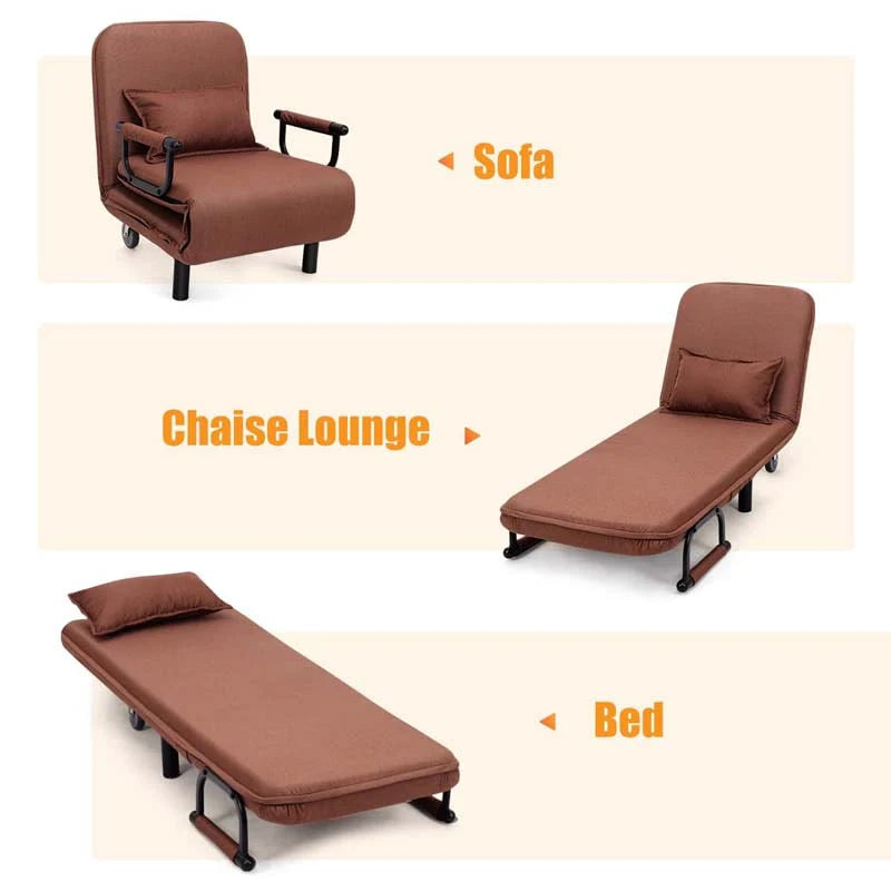 26.5" Convertible Sofa Bed Folding Arm Chair Sleeper Leisure Recliner Lounge Couch