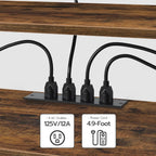 TV Stand with Power Outlets to 75 Inches, TV Console Table with Open Storage Shelves Cabinet, Industrial Media Entertainment Center for Living Room Bedroom, Rustic Brown and Black BF60DS01