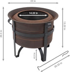 Sunnydaze 23-Inch Cauldron-Style Smokeless Wood-Burning Fire Pit with Cover and Poker - Steel Outdoor Smokeless Fire Pit for the Backyard