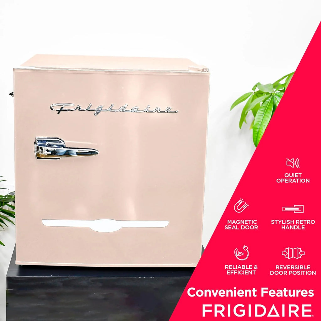 Frigidaire EFR176 Retro Compact Fridge with Chiller Mini Refrigerator with Built-in Bottle Opener for Office, Bedroom, Dorm Room or Cabin, 1.6 cu ft 16" D x 18" W x 18.5" H, Moonlight