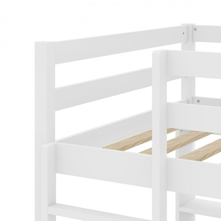 Twin Loft Bed with LED Light and Desk No Box Spring Needed