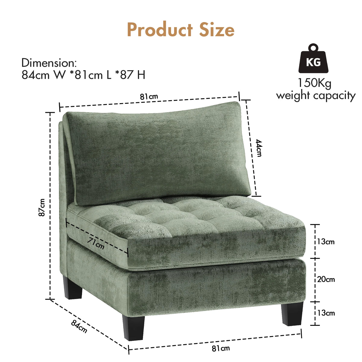 Modern Armless Sofa Chair