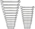 28 Pc. 6 Pt. Combination Wrench Set, SAE/Metric   81923, Chrome