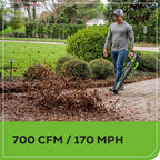 Greenworks 80V (700 CFM / 170 MPH) Brushless Cordless Leaf Blower  Commercial-Grade Power  40-Min Rapid Charger for Wet Leaves  Heavy Debris  Gravel and Driveway Snow  Includes 2.5Ah Battery & Charger