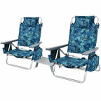 2 Pack 5-Position Outdoor Folding Backpack Beach Chair & Table Set, Patio Lawn Camping Chair Beach Sling Chair