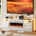 Fireplace TV Stand with 36’’ Electric Fireplace, 70'' TV Media Entertainment Center with Fireplace Up to 80 inch,Modern LED TV Console with High Gloss Cabinet for Living Room