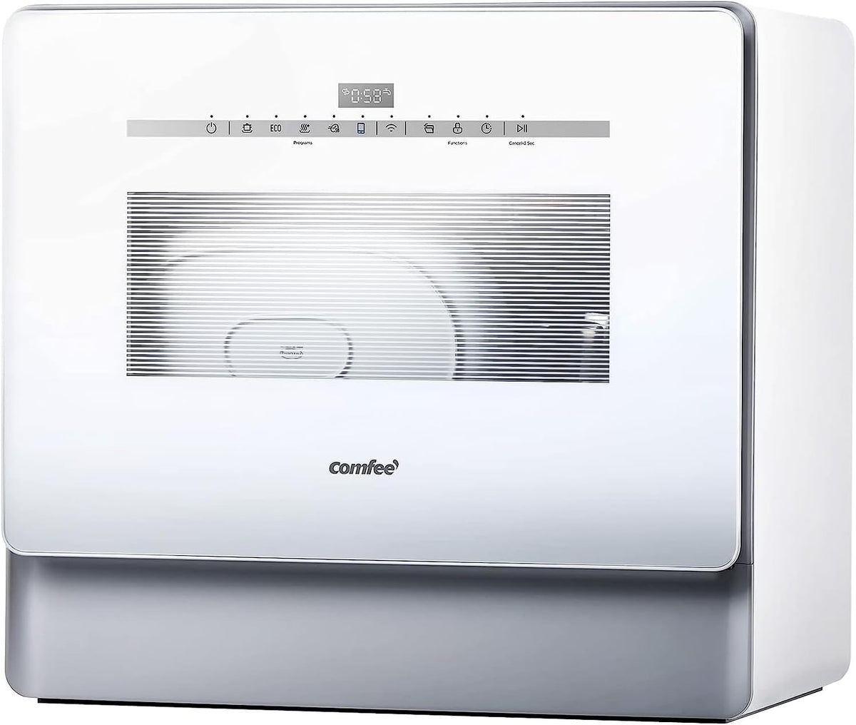 COMFEE' Portable Dishwasher Countertop with 5L Built-in Water Tank, No Hookup Needed, 6 Programs, 360° Dual Spray, 192�?High-Temp& Air-Dry Function, Mini Dishwasher for RVs, White