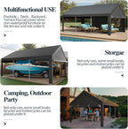 Shintenchi 12x20 FT Heavy-Duty Design Carport Portable Garage Canopy Carport Canopy with Side-Opening Removable Door & Roll-Up Window Portable Car Port for Car  Truck  Boat Grey