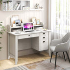 48" Vintage Home Office Desk, Executive Computer Desk Study Desk with 4 Storage Drawers & Hutch