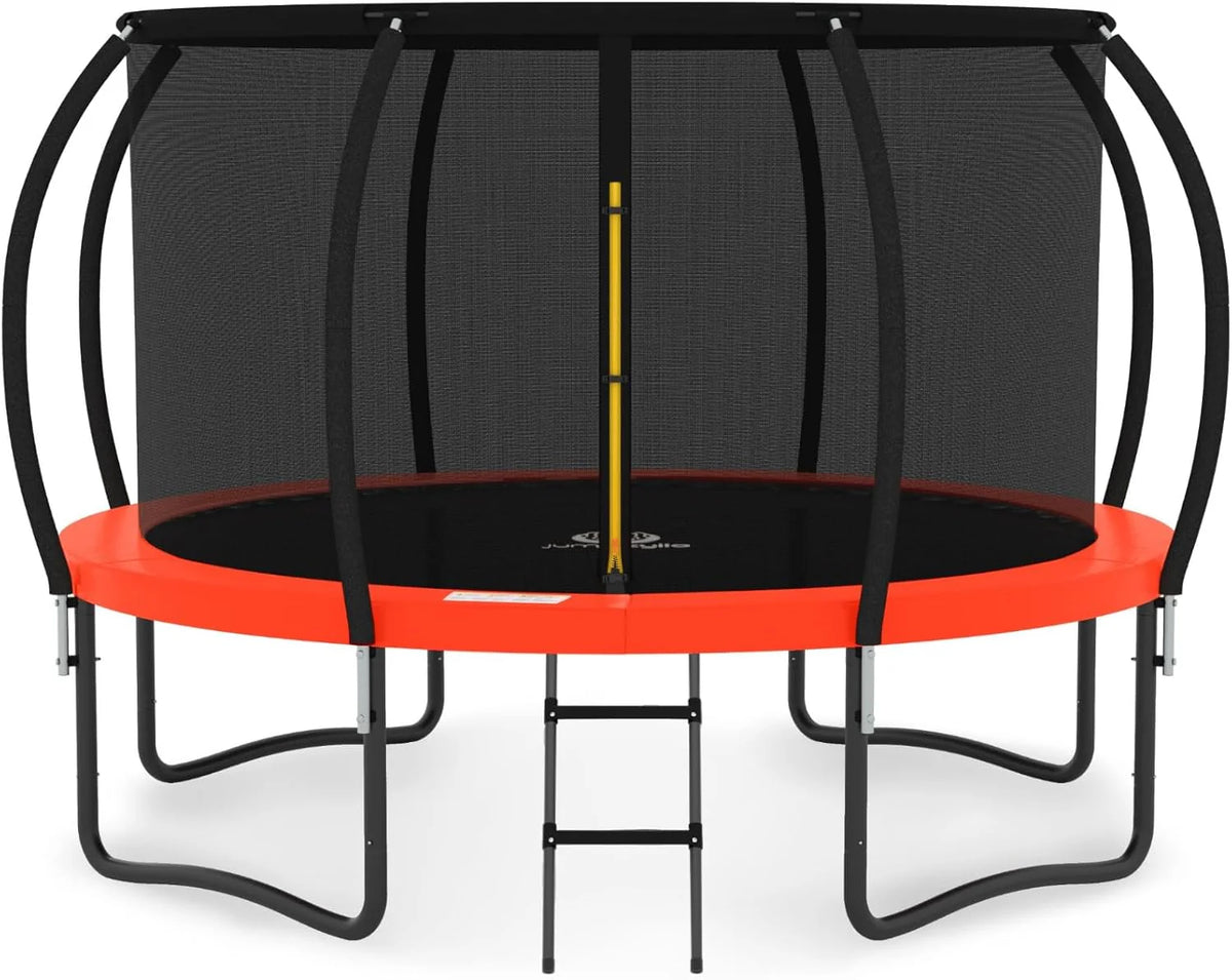 JUMPZYLLA Trampoline 8FT 10FT 12FT 14FT 15FT 16FT Trampoline with Enclosure - Recreational Trampolines with Ladder and AntiRust Coating, ASTM Approval Outdoor Trampoline for Kids