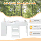 2-in-1 Kids Art Table Chair Set for Drawing Writing, Toddler Craft Play Wood Activity Desk w/2 Chairs Paper Roll Storage Canvas Bins