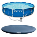 28026E + 28211EH 12 ft. x 30 in. Metal Frame Round Swimming Pool with Filter Pump and 13 ft. Pool Cover