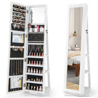 360�� Swivel Jewelry Armoire, Standing Jewelry Organizer with Full Length Mirror
