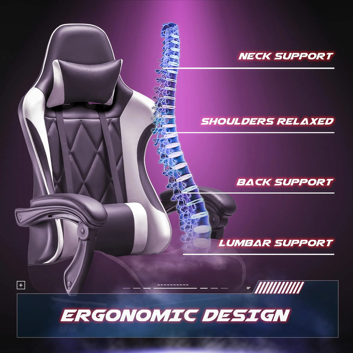 Homall Ergonomic High Back Game Chair with Swivel Seat