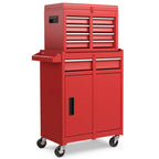 2-in-1 Rolling Tool Chest, 5-Drawer Tool Storage Cabinet with Wheels, Adjustable Shelf, Tool Box Organizer for Garage Warehouse Workshop