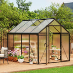 6 x 8 ft Greenhouse  Greenhouses for Outside  Polycarbonate Greenhouse with Aluminum Frame  Lockable Door and Ajustable Roof Vent for Backyard  Green Houses for Outside Garden Backyard  Patio