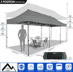 COBIZI 10x20 Heavy Duty Pop up Canopy Tent with 6 sidewalls Easy Up Commercial Outdoor Canopy Wedding Party Tents for Parties All Season Wind & Waterproof Gazebo with Roller Bag,Black(Frame Thickened)