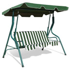 3-Person Cushioned Metal Outdoor Patio Porch Swing Chair Bench Glider with Adjustable Awing Canopy