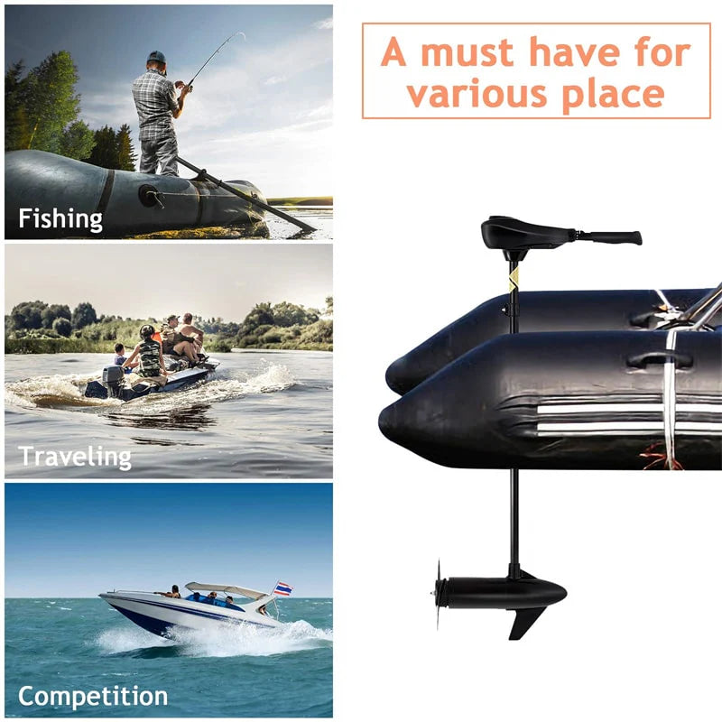 Electric Trolling Motor 8 Speed Boat Fishing Motor with Telescoping Handle, Transom Mount 36" Shaft for Freshwater Saltwater Use