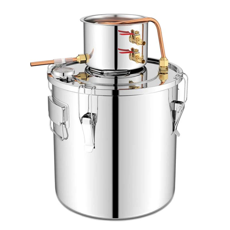 5/10 Gal 2 Pots Alcohol Still Home Brewing Kit, 40L Stainless Steel Water Alcohol Distiller, Wine Making Kit for Whiskey Brandy Beer