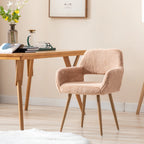 Elegant and Luxurious Faux Fur HengMing Dining Chairs: Stylish Mid Century Side Chairs with Solid Painting Steel Leg for Comfortable Seating Experience in Your Dining Room Decor