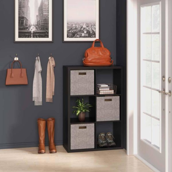 4582 30 in. H x 43.82 in. W x 13.50 in. D Black Wood Large 6- Cube Organizer