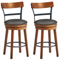 2-Pack 25.5" Wooden Swivel Bar Stools Counter Height Pub Kitchen Dining Chairs with Leather Padded Seat