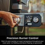 Ninja FlexFlame, Grill and Smoker, Electric and Propane Grill, Roaster, BBQ Grill, 5-in-1 Cooking System, 3 Burner, Digital Control, Outdoor Cooking, Griddle, Pizza Maker, Stainless Steel, PG301