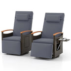 Outdoor Rattan 360�� Swivel Recliner Chair, Patio Wicker Chaise Lounge Chair with Adjustable Backrest & Footrest, Flip Side Table & Cushions