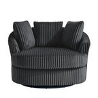 2 Set Oversized 43 W Plush Corduroy Swivel Barrel Chair with Pillows