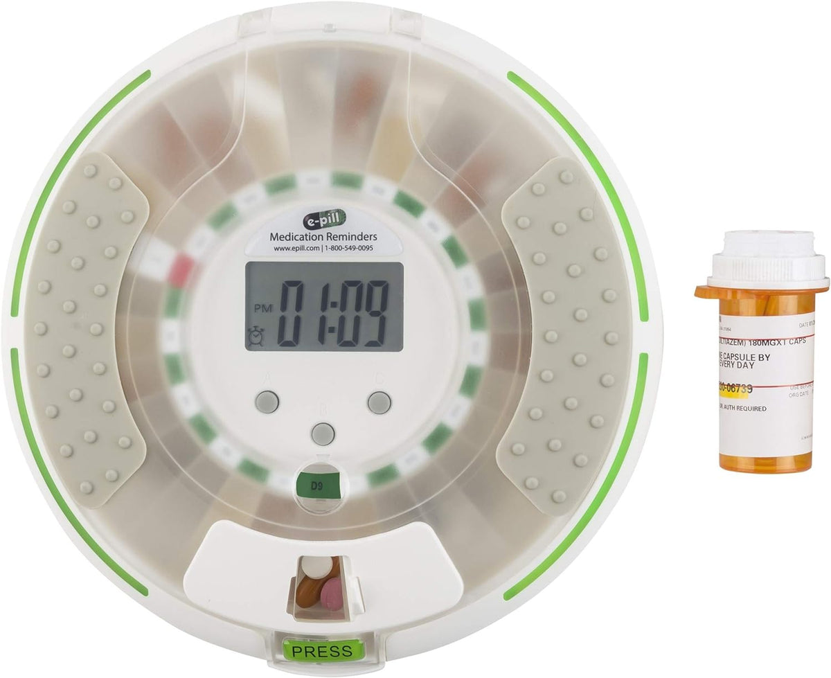 e-Pill Voice - Locked Automatic Pill Dispenser - Reminds with a Friendly Voice