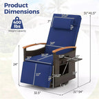 Outdoor 360° Swivel Rattan Recliner Chair with Adjustable Backrest & Footrest, Patio Wicker Chaise Lounge Chair with Flip Side Table & Cushion