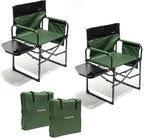 The camping supervisor uses portable folding chairs with side tables and storage bags. These are sturdy and durable, suitable for adults for outdoor use. Each set consists of two (black color)