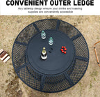 47 Inch Fire Pit with 2 Grills, Outdoor Extra Large Firepits for Outside, Wood Burning Fireplace for Camping,Picnic,Bonfire, 3-in-1 Round Metal Table with Lid for Backyard,Patio,Party