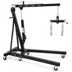 JoanKaren Hydraulic Engine Hoist,4400lbs Max Weight,Folding Engine Lift Shop Crane with Lever and 6 Steel Caster Wheels,Yellow