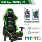 LED Massage Gaming Chair, Height Adjustable Racing Computer Office Chair with Footrest, Ergonomic High Back PU Swivel Game Chair