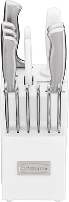 Cuisinart C77SS-15PK 15-Piece Stainless Steel Hollow Handle Block Set, Glossy White