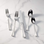 Lenox Silverware Set For 12, Portola 65-Piece Flatware Set with Serving Utensils, Service For 12, 18/10 Stainless Steel Flatware, Dishwasher Safe, Knives Spoons and Forks (Silver, 65 pieces)