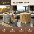32 Inch Round Propane Fire Pit Table �C 50,000 BTU Outdoor Gas Fire Table for Patio, Deck, Backyard, CSA Certified, Alloy Steel with Waterproof Cover, Lava Rocks & Lid, Gray