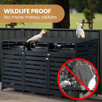 PLANTCRAFT Triple Wood Wheelie Bins Storage Shed, 3 Door Garbage Rubbish Bin Enclosure